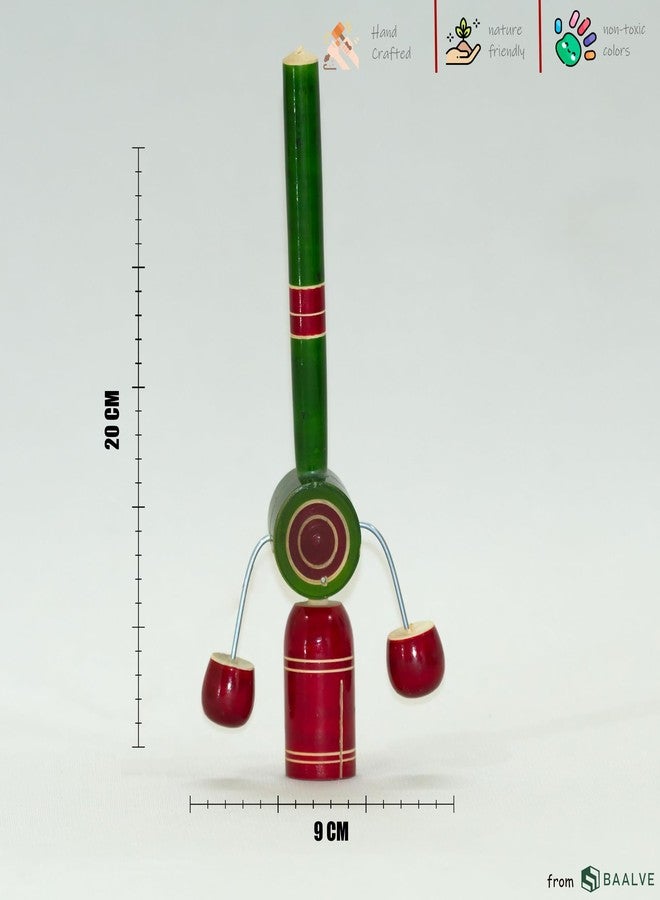 BAALVE™ Premium Channapatna Wooden Toys for Babies 6-12 Months | Eco-Friendly Whistle & TIK TIK Rattle Set - Pack of 2 | Wooden rattles for Baby | Traditional Indian Sensory Non-Toxic Toys. - Image 3