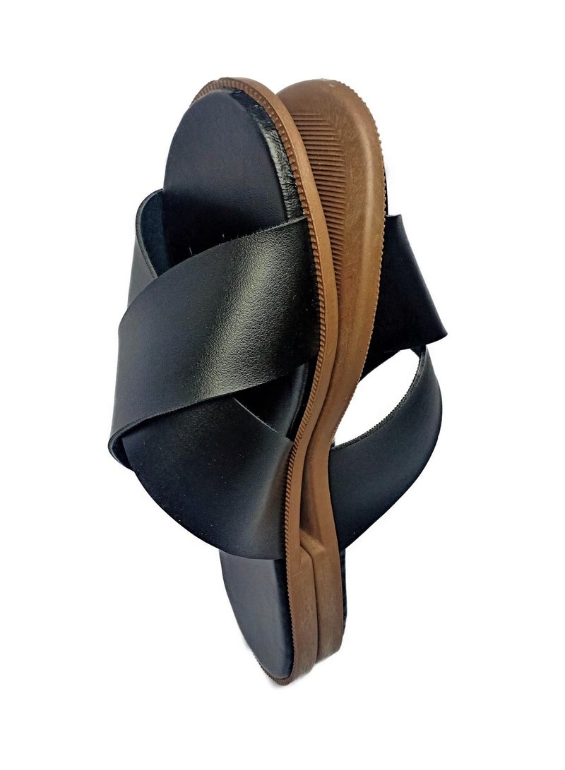 Flat Leather Slippers - Comfortable Insole - For Women