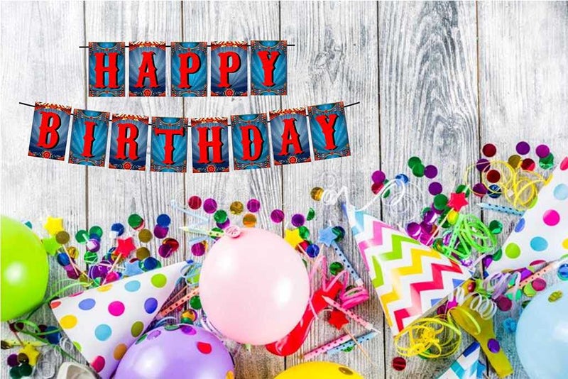 Balloonistics Circus Theme Happy Birthday Bunting Banner for Adults Kids Theme Party Supplies - Image 2