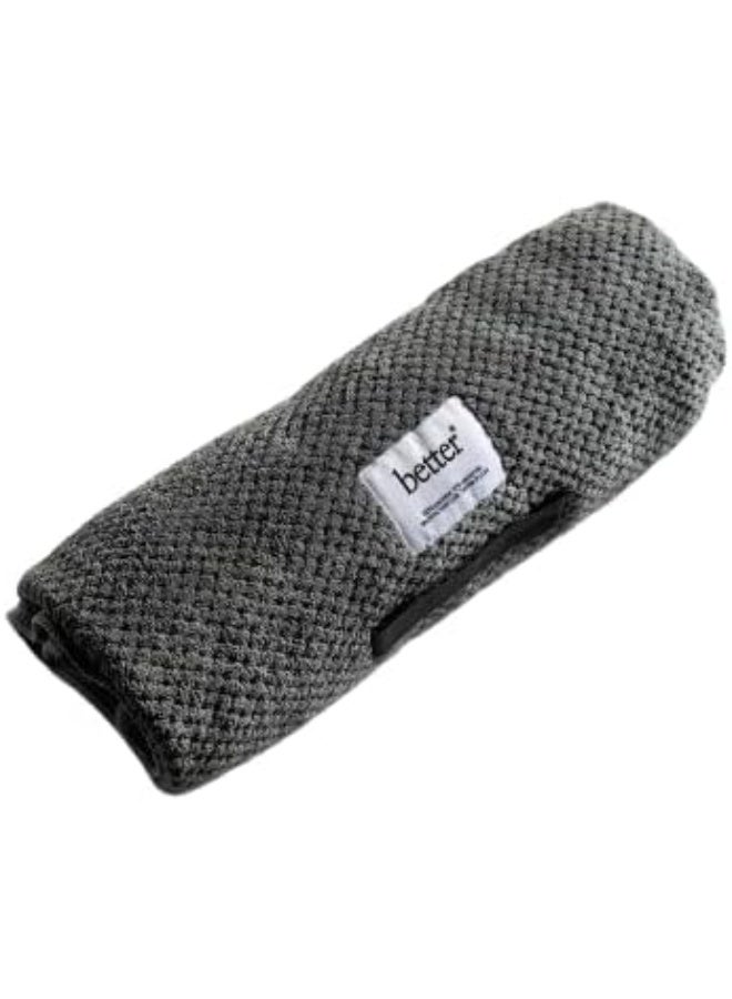 Better Microfiber Hair Bath Towel Wrap– Ultra-Absorbent Waffle Microfiber Dries Hair 50% Faster, Reduces Frizz & Breakage, Secure Fit with Elastic Strap, Lightweight & Soft - For All Hair Types (Grey) - Image 2