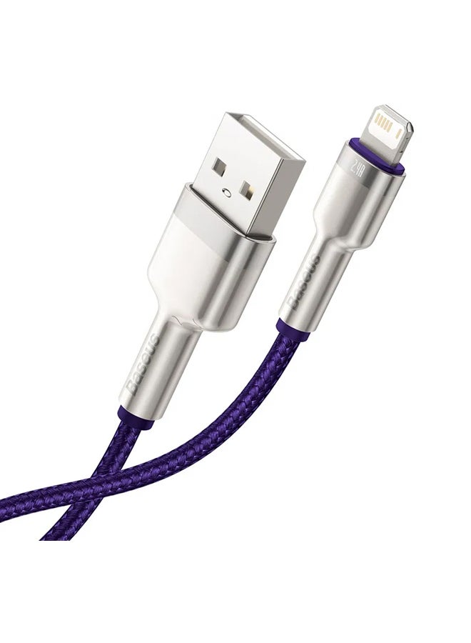 بيسوس كابل للشحن السريع ونقل البيانات من مجموعة كافول من النايلون بتصميم مضفر ومنفذ USB-A إلى منفذ Lightning بقدرة 2.4 أمبير مناسب لهواتف آيفون 13/13 برو/13 برو ماكس/13 ميني وآي باد 9 وهواتف آيفون 12/12 ميني/12 برو والمزيد (متر واحد) بنفسجي/أبيض - Image 5