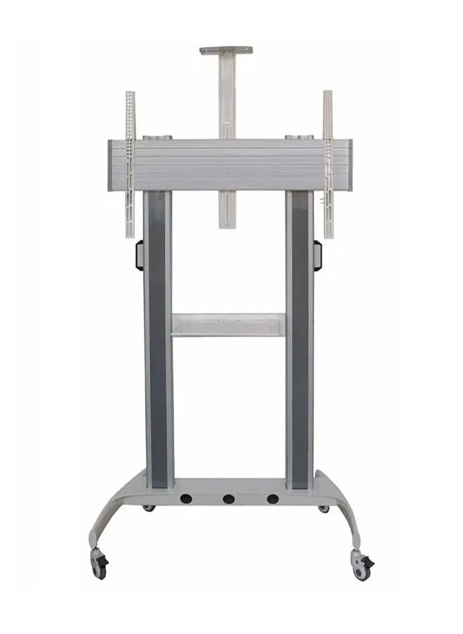 Skill Tech SH 1800N Economy Mobile TV Stand for 60–100 Inch Screens, VESA 900x600mm, Max Load Capacity 100kg – Heavy Duty Height Adjustable Rolling TV Cart silver  - Image 1