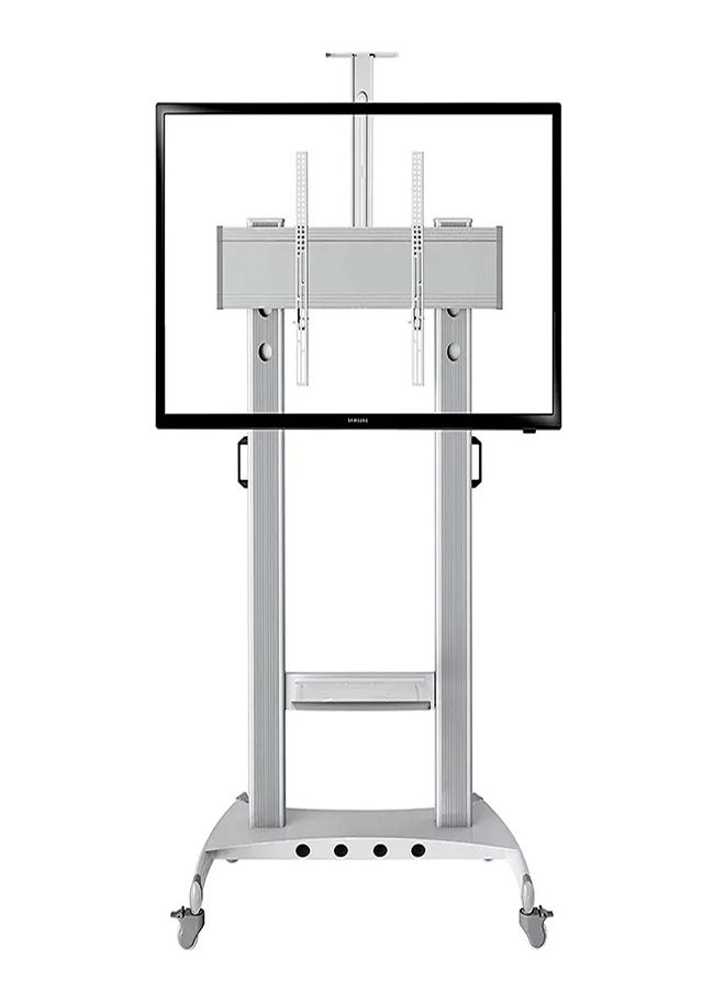 Skill Tech SH 1800N Economy Mobile TV Stand for 60–100 Inch Screens, VESA 900x600mm, Max Load Capacity 100kg – Heavy Duty Height Adjustable Rolling TV Cart silver  - Image 2