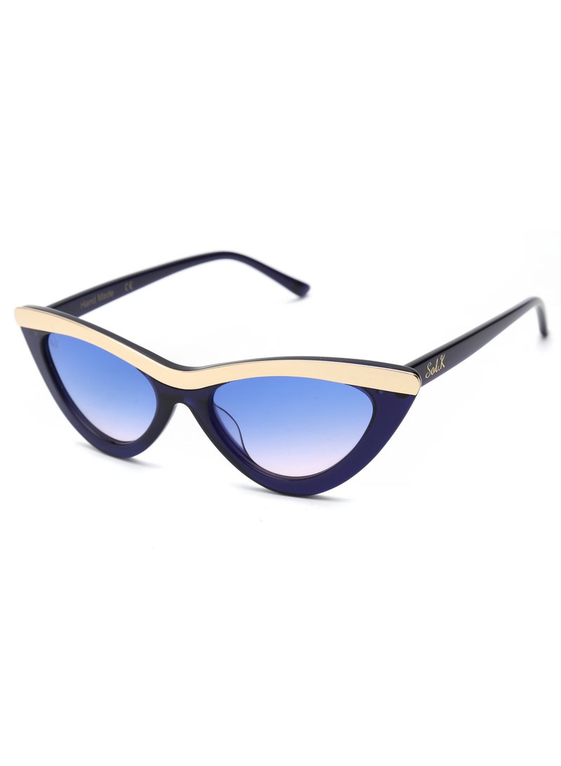 SOL.K Glow-K Sol.K Sunglasses - Gradient Blue CR-39 Lenses with Blue Acetate Frame, Stainless Steel Detail, Cat Eye Design, UV400 Protection - Image 2
