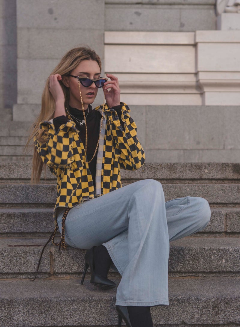 SOL.K Glow-K Sol.K Sunglasses - Gradient Blue CR-39 Lenses with Blue Acetate Frame, Stainless Steel Detail, Cat Eye Design, UV400 Protection - Image 3