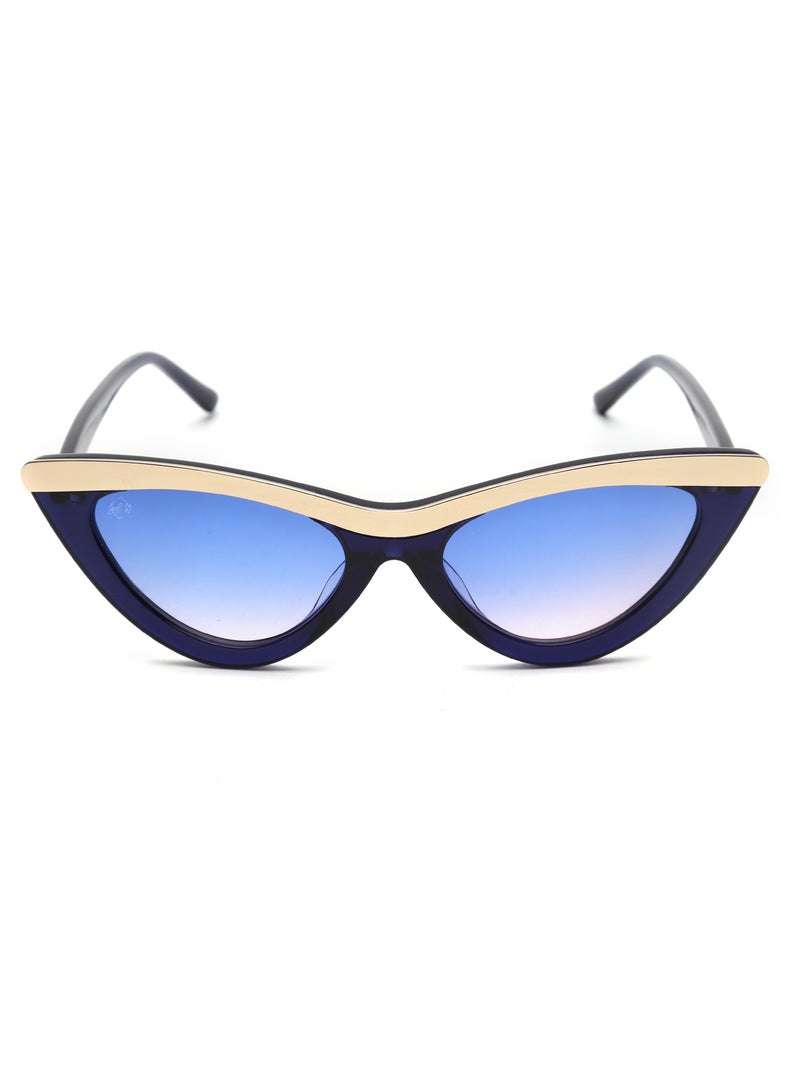 SOL.K Glow-K Sol.K Sunglasses - Gradient Blue CR-39 Lenses with Blue Acetate Frame, Stainless Steel Detail, Cat Eye Design, UV400 Protection - Image 1