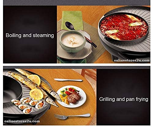 Credly NonStick Electric Hot Pot Barbecue Griddle NonStick Multifunctional Electric Cooker 2 in 1 Hot Pot BBQ Roasting Machine - Image 4