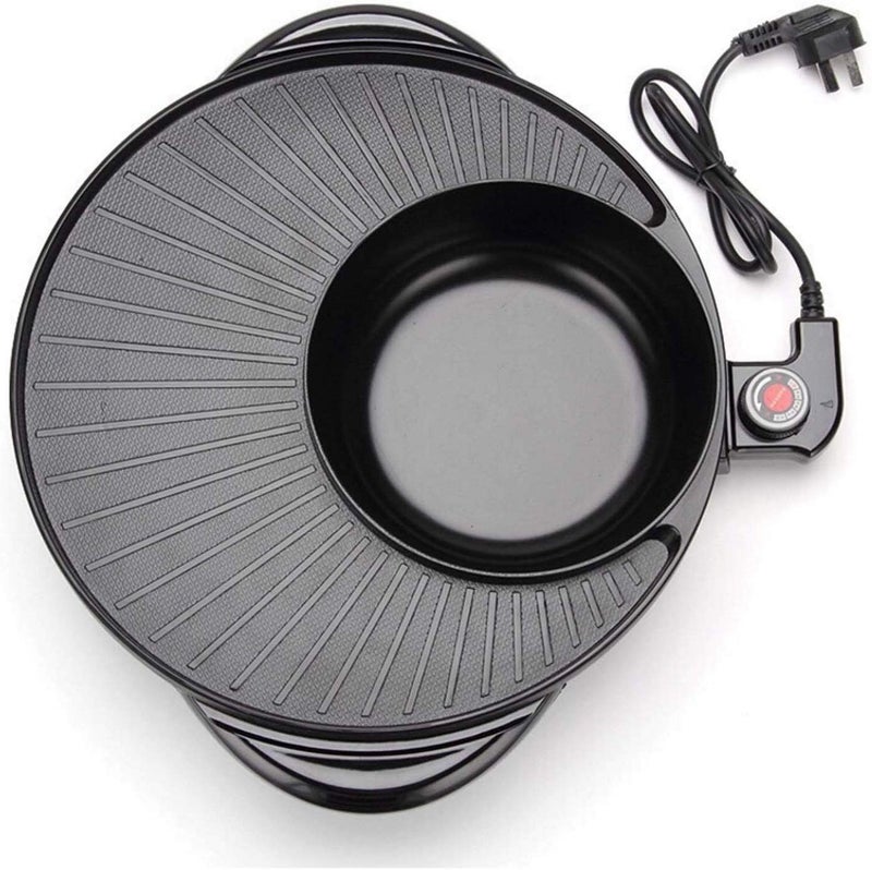 Credly NonStick Electric Hot Pot Barbecue Griddle NonStick Multifunctional Electric Cooker 2 in 1 Hot Pot BBQ Roasting Machine - Image 2