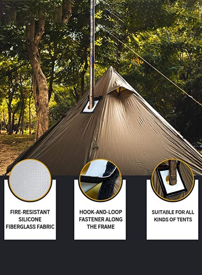 GROIC Tent Stove Jack with Resistant Glass Fiber,Fireproof Camping Kit for Canvas Tent,Fireproof Anti Scald Protection Ring - Image 2
