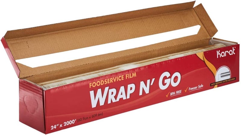 Karat 24-Inch x 2000 ft WRAP N’ GO Foodservice Film with Serrated Cutter - Image 2
