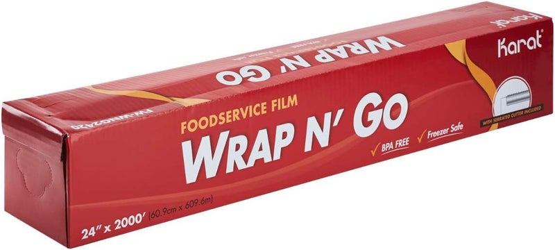 Karat 24-Inch x 2000 ft WRAP N’ GO Foodservice Film with Serrated Cutter - Image 1