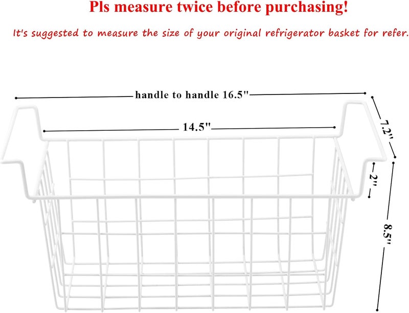 Orgneas 16.5 Inch Freezer Organizer Bins, Metal Wire Basket Bins, Replaces Chest Freezer Basket, Hangable, Sturdy, White - Image 3