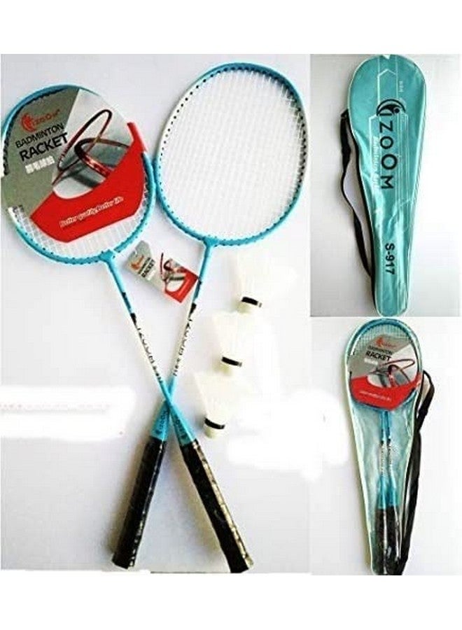 FRATELLI Aluminium Badminton Racket with 3 Pieces Shuttles with Full-Cover Set (917, 2 Pieces, Blue ) - Image 4