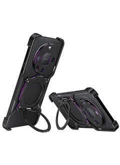 For Huawei Mate 60 Pro Mechanical Arm Borderless MagSafe Holder Metal Phone Case(Black Purple)
