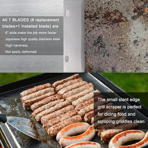 BOLEXINO Grill Scraper W/ 7 Blades and Small Slant Edge Grill Scraper, Heavy Duty Casting Aluminum Flat top Grill Accessories, Commercial Griddle Scraper for Restaurants, Bars, Diners - Image 4