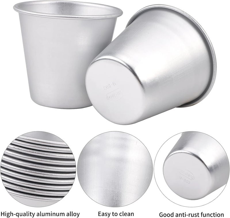 MAKINGTEC Pudding Mould, 10 Pack Aluminum Baking Cups, Nonstick Egg Tart Molds, Panna Cotta, Individual Dariole, Muffin Tins, Mini Cupcake Mold - Ideal for Kitchen DIY - Image 3