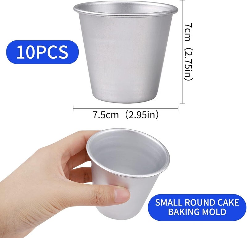 MAKINGTEC Pudding Mould, 10 Pack Aluminum Baking Cups, Nonstick Egg Tart Molds, Panna Cotta, Individual Dariole, Muffin Tins, Mini Cupcake Mold - Ideal for Kitchen DIY - Image 4