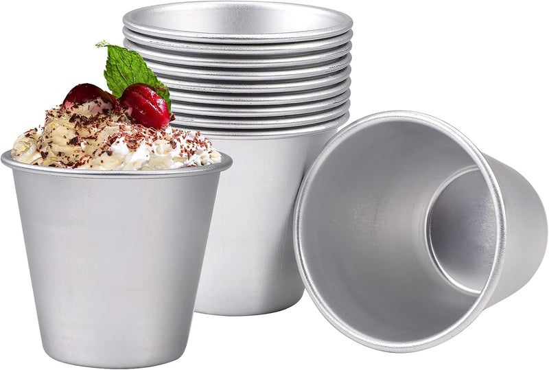 MAKINGTEC Pudding Mould, 10 Pack Aluminum Baking Cups, Nonstick Egg Tart Molds, Panna Cotta, Individual Dariole, Muffin Tins, Mini Cupcake Mold - Ideal for Kitchen DIY - Image 1