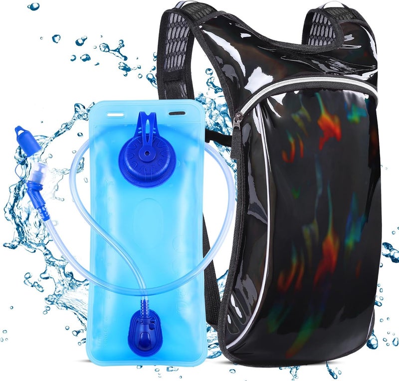 KUYOU Rave Hydration Pack, Hydration Backpack with 2L Hydration Bladder, Festival Essential Water Backpack for Hiking, Running, Cycling, and Music Festivals - Image 1