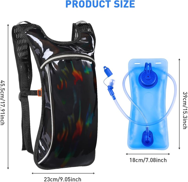 KUYOU Rave Hydration Pack, Hydration Backpack with 2L Hydration Bladder, Festival Essential Water Backpack for Hiking, Running, Cycling, and Music Festivals - Image 2