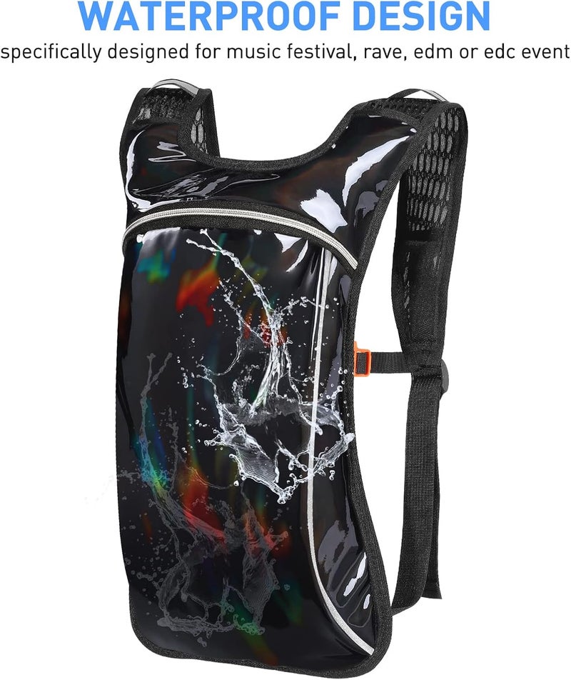 KUYOU Rave Hydration Pack, Hydration Backpack with 2L Hydration Bladder, Festival Essential Water Backpack for Hiking, Running, Cycling, and Music Festivals - Image 3