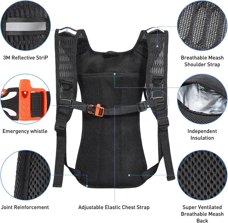 KUYOU Rave Hydration Pack, Hydration Backpack with 2L Hydration Bladder, Festival Essential Water Backpack for Hiking, Running, Cycling, and Music Festivals - Image 4
