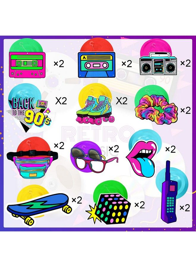 Chinco مجموعة ديكورات حفلات بطابع التسعينيات مكونة من 48 قطعة من زخارف حفلات التسعينات ذات الدوامات المعلقة الملونة لحفلات أعياد الميلاد وحفلات الهيب هوب والتسعينات وزخارف السقف لحفلات الهيب هوب والروك أند رول والديسكو والتسعينات - Image 5