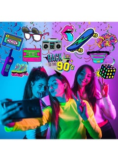 Chinco 48 Pieces 90S Theme Party Decorations Kit 90S Retro Party Hanging Swirls Colorful 1990 Hip Hop Throwback Birthday Party Ceiling Streamers Ceiling Decor For 1990S Hip Hop Disco Rock And Roll Party  - Image 3