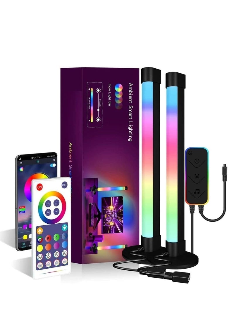 ELTRAZONE Smart RGB LED Light Bars – Ambient Lighting for TV, PC, & Room Decoration, Bluetooth Monitor Flow Lights with APP Control, Color Changing Gaming Lights for Movies, Entertainment & Home Ambience – Perfect for Living Room & Bedroom (2-Pack)  - Image 1