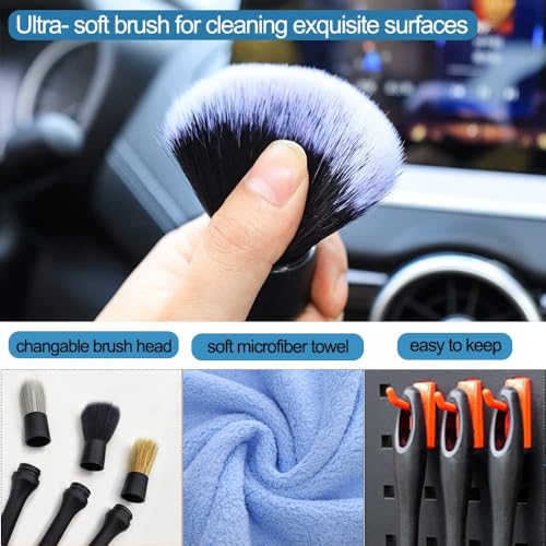 SWAMINE Car Duster Brush Set,Fine Bristle Brushes for Car Interior Detailing, Soft Bristles Cleaning Brush Dusting Tool for Dashboard, Wheel, Window, Keyboard, Air Conditioner - Image 2