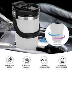 TYESO Tyeso 30 oz Tumbler with Handle and Straw Lid, Insulated Stainless Steel Double Walled Vacuum Water Bottle for Office, Home, Sport or Car, Travel Mug (White)  - Image 4
