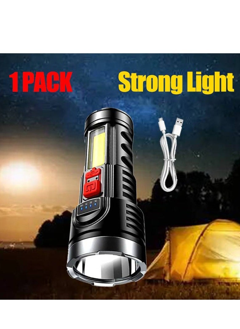 Super Bright Flashlight 4-Modes COB Torch USB Rechargeable Flashlight Spotlight