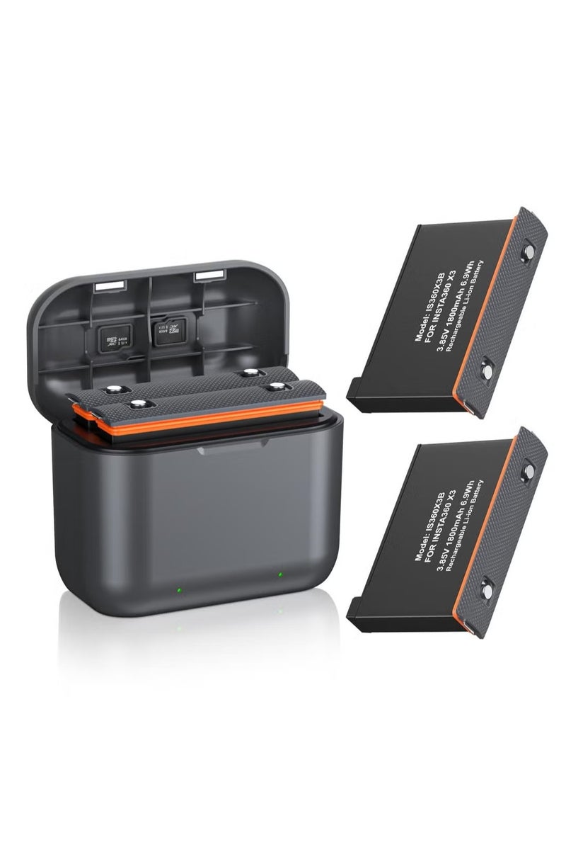 Anmi Anmi 2 Packs Replacement for Insta 360 x3 Battery 1800mAh and Dual Slot USB Fast Charger Hub Compatible with Insta360 X3 Action Camera High Capacity Electric Core (Fully Compatible with Original)