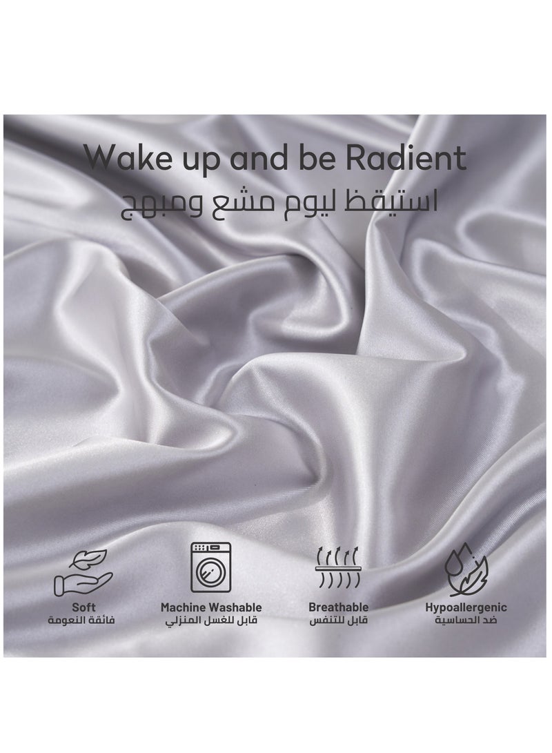 دوناتيلا ساتان سادات 2 قطعة غطاء وسادة ناعم وحريري للشعر والعناية بالبشرة مع إغلاق المغلف (بدون إدراج وسادة) ، رمادي - Image 3