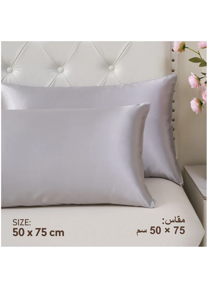 Donetella Satin Pillowcases 2-Pcs Soft And Silky Pillow Cover For Hair And Skin Care With Envelope Closure (Without Pillow Insert),Grey
