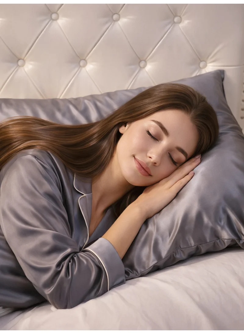 Donetella Satin Pillowcases 2-Pcs Soft And Silky Pillow Cover For Hair And Skin Care With Envelope Closure (Without Pillow Insert),Grey