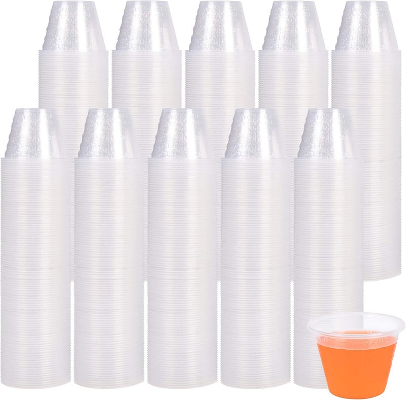 Lyka Distribution 100 عبوة أكواب قياس طبية بلاستيكية disposable سعة 1 أونصة - أكواب بلاستيكية صغيرة لخلط الراتنج وغسول الفم - مثالية للأدوية السائلة والفنون والحرف اليدوية - Image 2