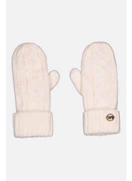 Michael Kors Women Cable Knit Mittens, Off White  - Image 1