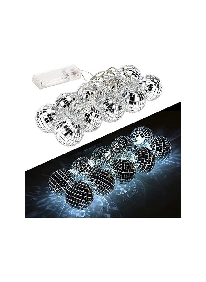 The Bros Led Disco Ball String Lights, 20 Pcs Mirror Led Party Light Glass Ball Light Decorative Light String with Remote Control for Indoor Outdoor Patio Party Yard Garden Kids Bedroom Living Dorm (White) - Image 2