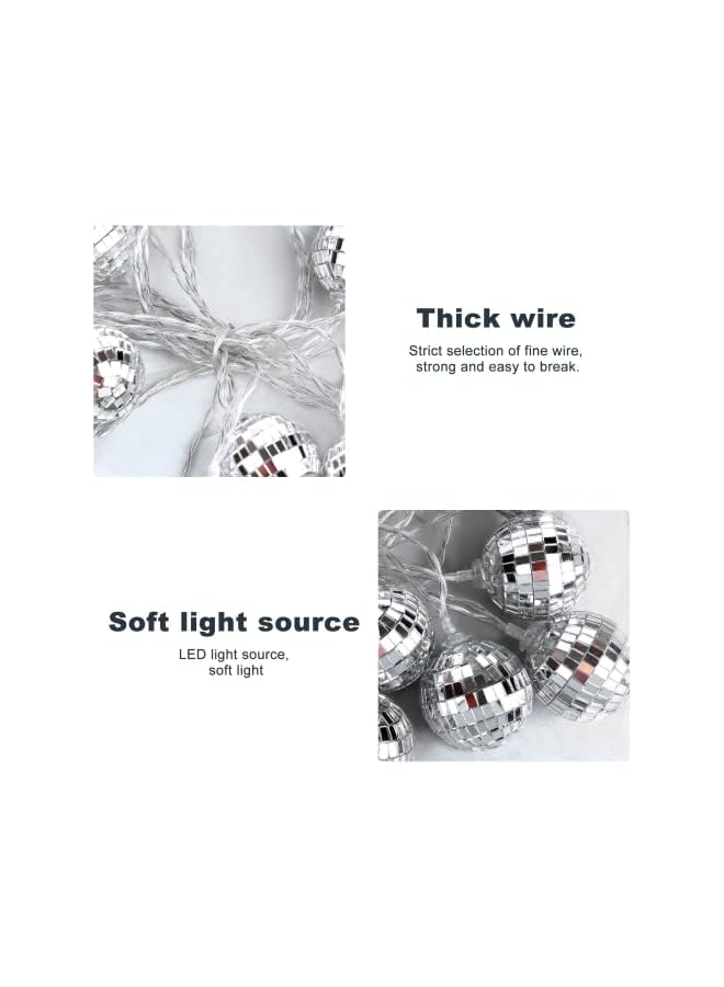 The Bros Led Disco Ball String Lights, 20 Pcs Mirror Led Party Light Glass Ball Light Decorative Light String with Remote Control for Indoor Outdoor Patio Party Yard Garden Kids Bedroom Living Dorm (White) - Image 4