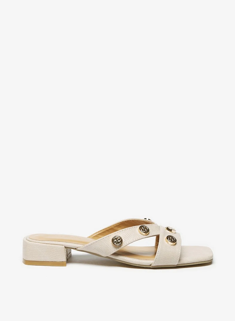 Flora Bella By Shoexpress Womens Metal Stud Embellished Strap Slide Sandals Ramadan Collection