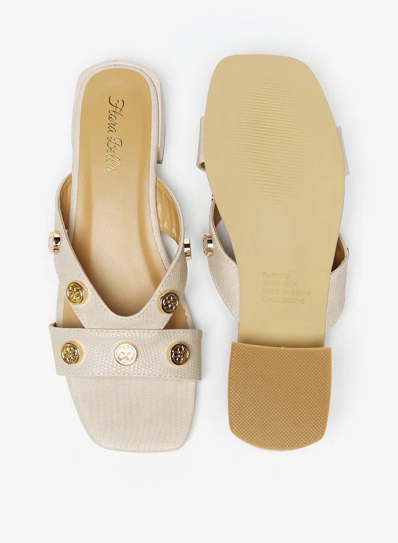 Flora Bella By Shoexpress Womens Metal Stud Embellished Strap Slide Sandals Ramadan Collection