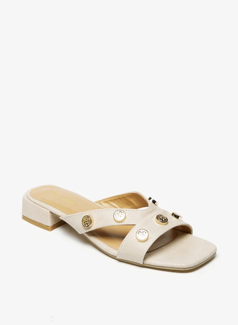 Flora Bella By Shoexpress Womens Metal Stud Embellished Strap Slide Sandals Ramadan Collection