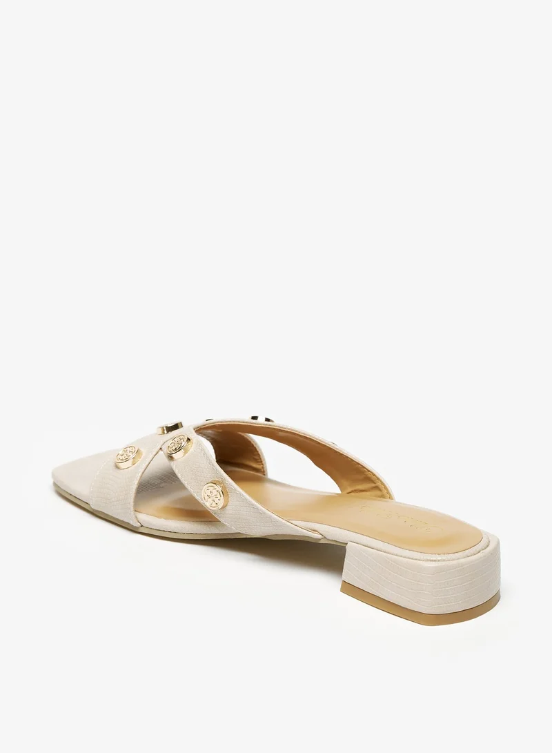 Flora Bella By Shoexpress Womens Metal Stud Embellished Strap Slide Sandals Ramadan Collection
