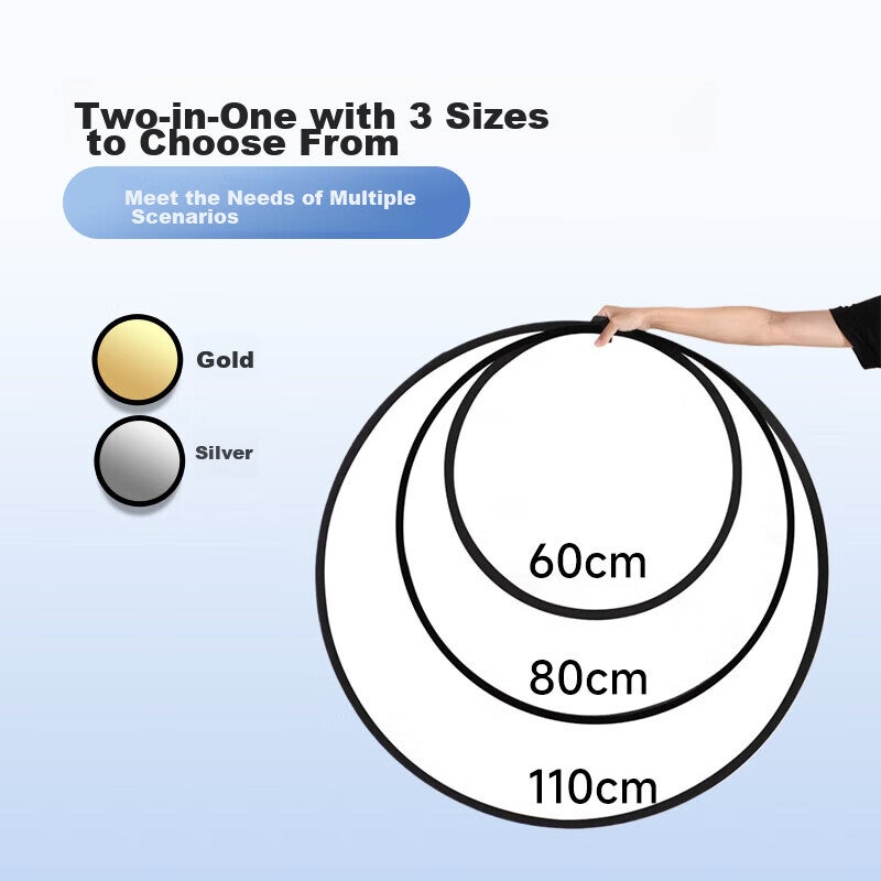 JD Jing Zao YOUFES [Over 100,000 Sold] 80CM Two-In Reflector Photography Studio Foldable Fill Light Board Portable Outdoor Softbox with Crossbar for Gold, Silver, Beauty Enhancement And Skin Smoothing Lighting Props Equipment - Image 3