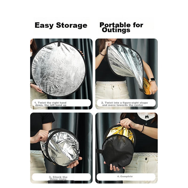JD Jing Zao YOUFES [Over 100,000 Sold] 80CM Two-In Reflector Photography Studio Foldable Fill Light Board Portable Outdoor Softbox with Crossbar for Gold, Silver, Beauty Enhancement And Skin Smoothing Lighting Props Equipment - Image 5
