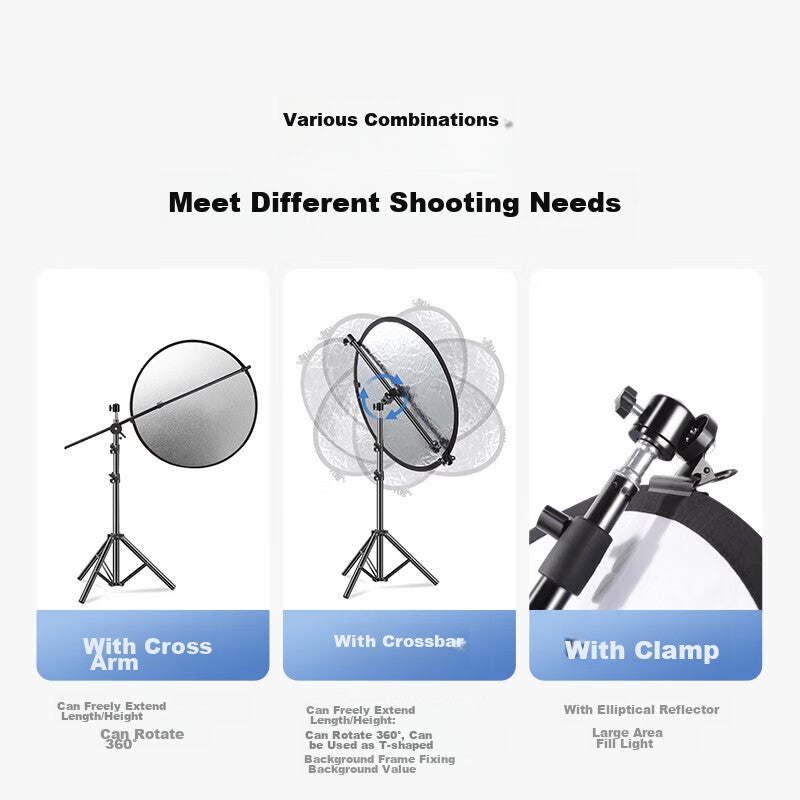 JD Jing Zao YOUFES [Over 100,000 Sold] 80CM Two-In Reflector Photography Studio Foldable Fill Light Board Portable Outdoor Softbox with Crossbar for Gold, Silver, Beauty Enhancement And Skin Smoothing Lighting Props Equipment - Image 4