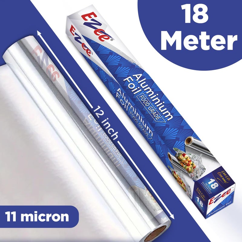 Ezee Aluminium Foil 18 Meters 11 Microns | Parchment & Wrapping Paper | Perfect for Cooking, Baking, Packing and Serving Foods (Pack of 2) - Image 2