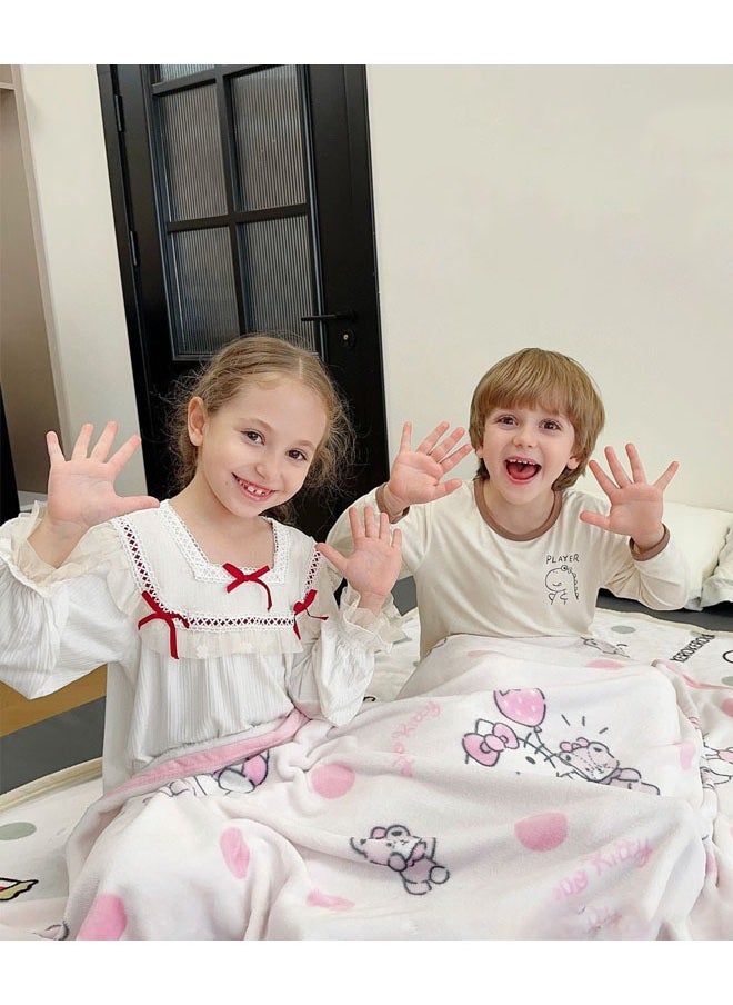 Sanrio Sanrio Hello Kitty cartoon pattern double-sided milk plush blanket kindergarten nap blanket multi-functional blanket (size: 100cmX150cm)  - Image 3