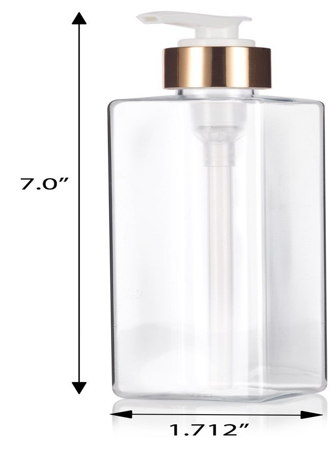 JUVITUS 8 oz Clear Plastic PET Square Bottle with Gold Lotion Pump (12 pack) - Image 2